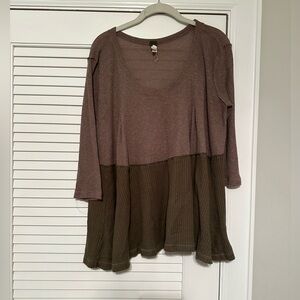 Free People Flowy Color Block Blouse